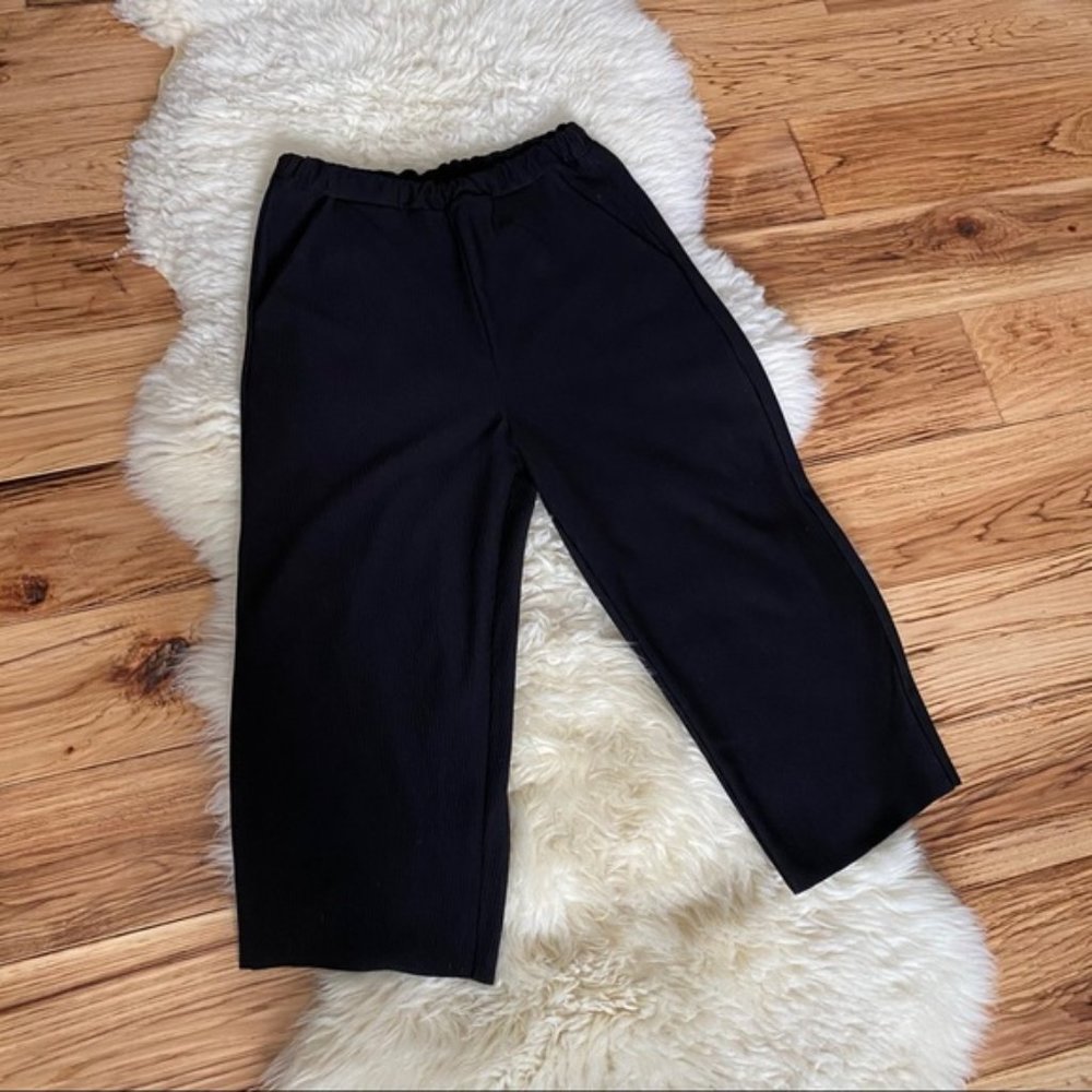 Oak + Fort Wide Leg Cropped Ribbed Culottes